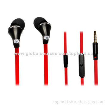 Earphones for iPod, fashion type, assorted colors, bass sound, with crystal